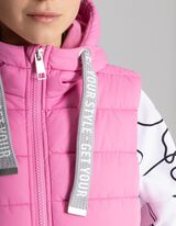 Długa kamizelka - kaptur z troczkiem - rozowy