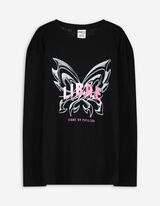 Langarmshirt - Print - schwarz