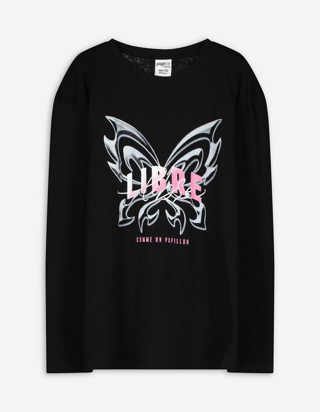 Langarmshirt - Print - schwarz