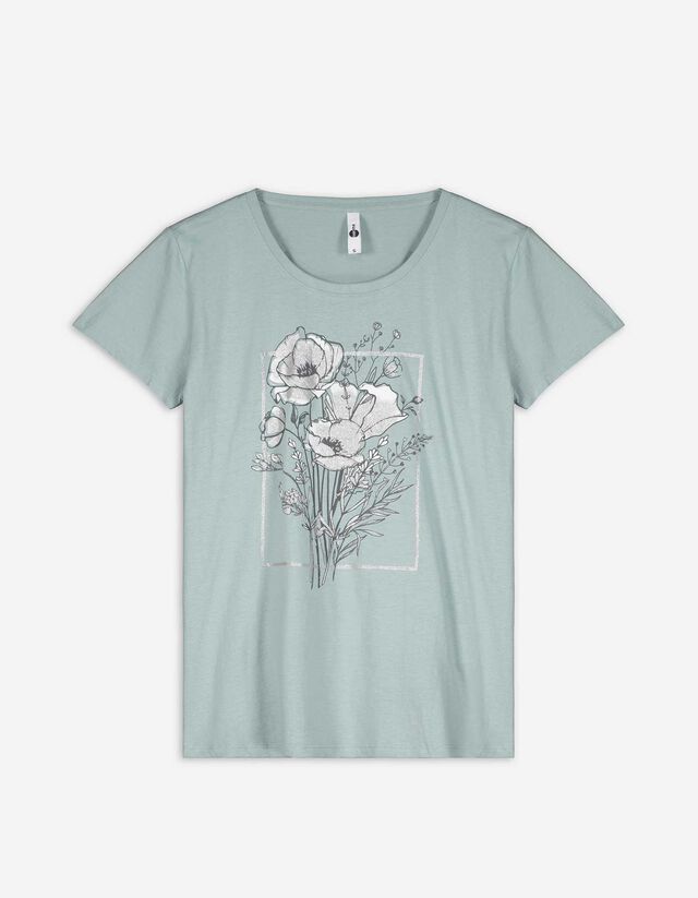 T-shirt - błyszczący nadruk - zielony