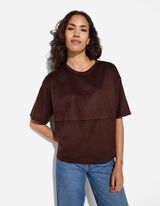 Póló - Bőrhatású - sötétbarna