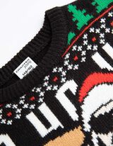 Sweter z dzianiny - Żakard - czarny