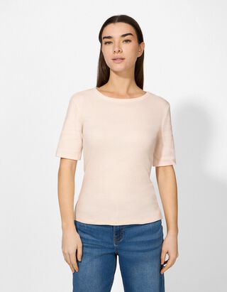 T-Shirt - Rippenstruktur - rosa