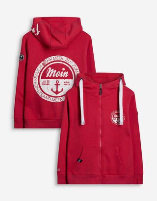 Sweatjacke - Print - rot