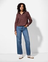 Blusa - Motivo a quadri - rosso scuro