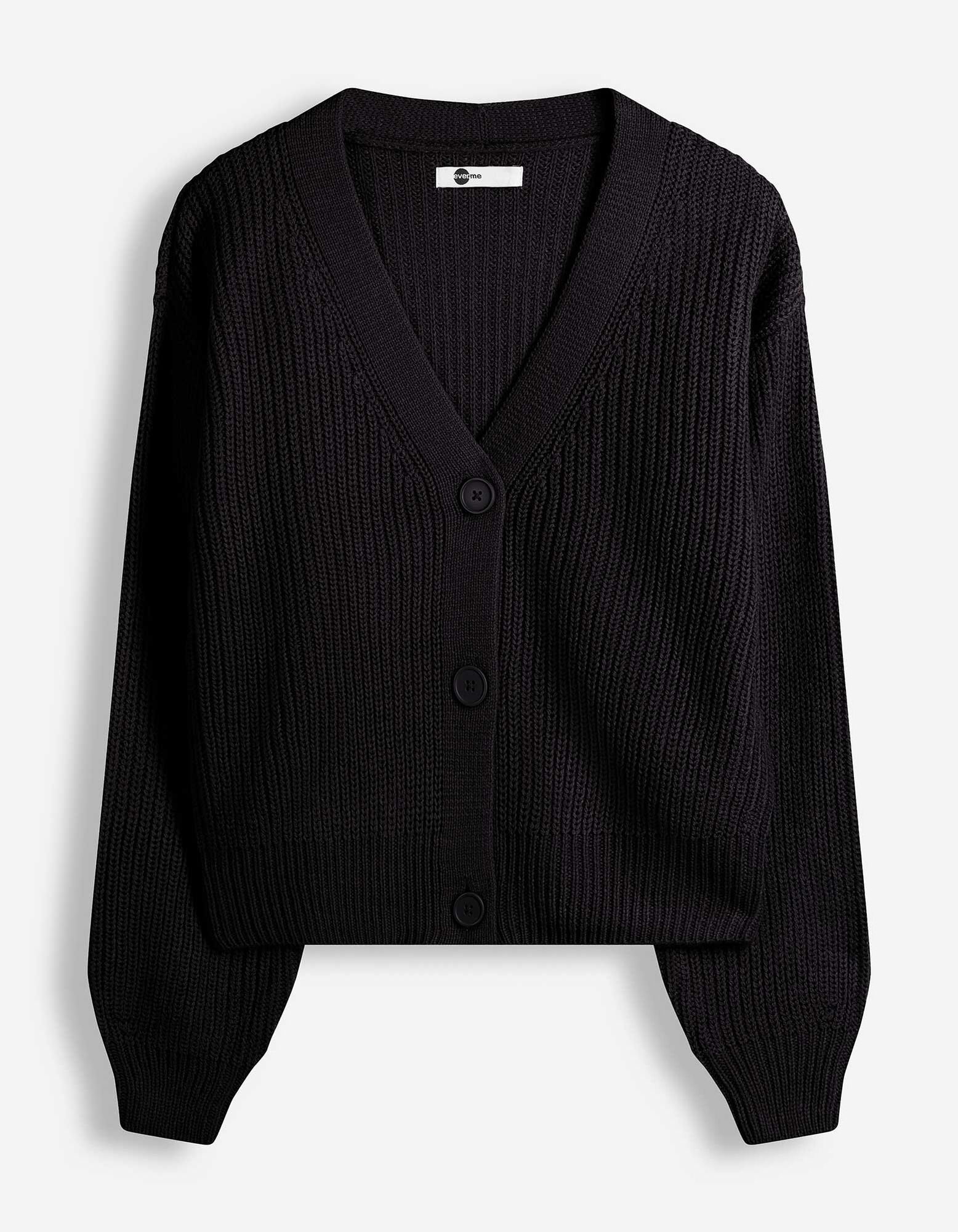 Strickjacke - Knopfleiste - Schwarz