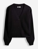 Strickjacke - Knopfleiste - Schwarz