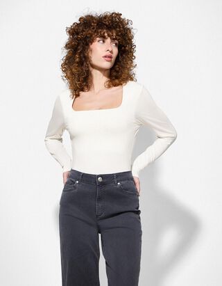 Majica dugih rukava - Slim Fit - bijela