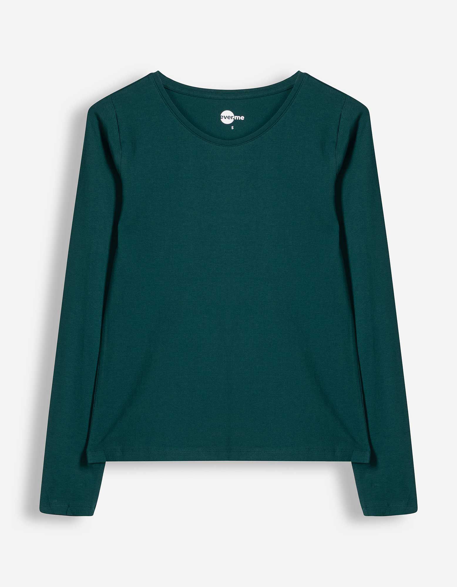 Langarmshirt - Baumwolle - Petrol
