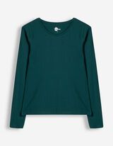 Langarmshirt - Baumwolle - Petrol