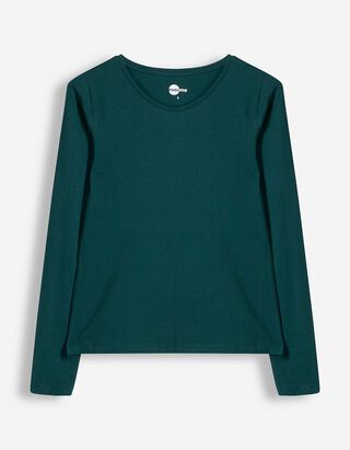 Langarmshirt - Baumwolle - Petrol