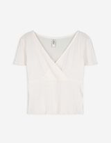 T-Shirt - Wickeloptik - weiß
