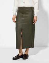 Sukně - Imitace kůže - tmave zelena