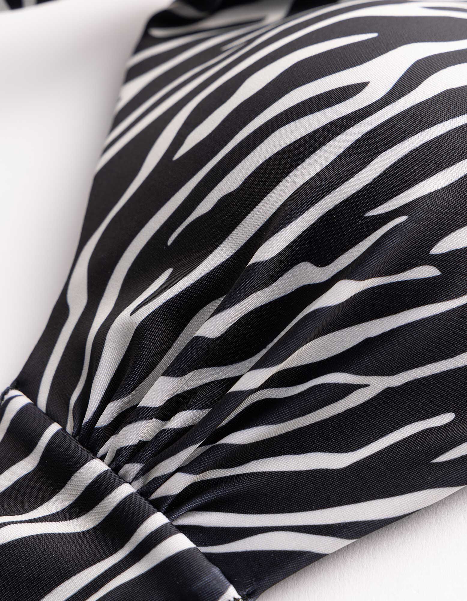 Haut de bikini - motif z&egrave;bre - noir