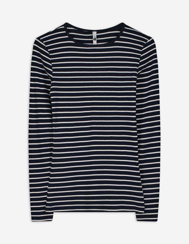 Langarmshirt - Rippenstruktur - dunkelblau