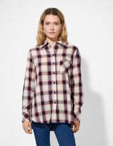 Blouse - Ruitmotief - donkerblauw