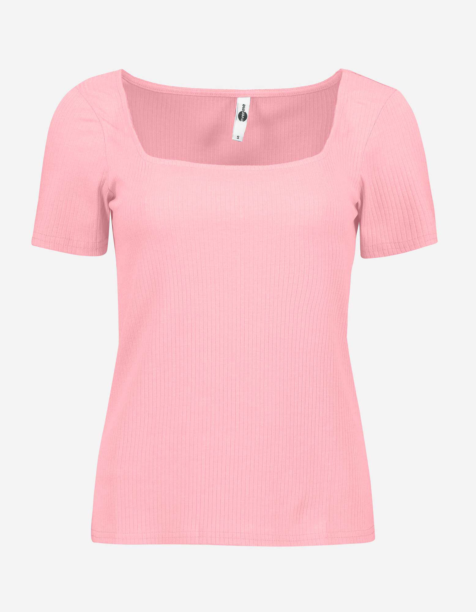 T-shirt - Encolure carr&eacute;e - Rose