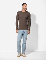 koszulka z długim rękawem - Regular Fit - jasnobrazowy-e-a