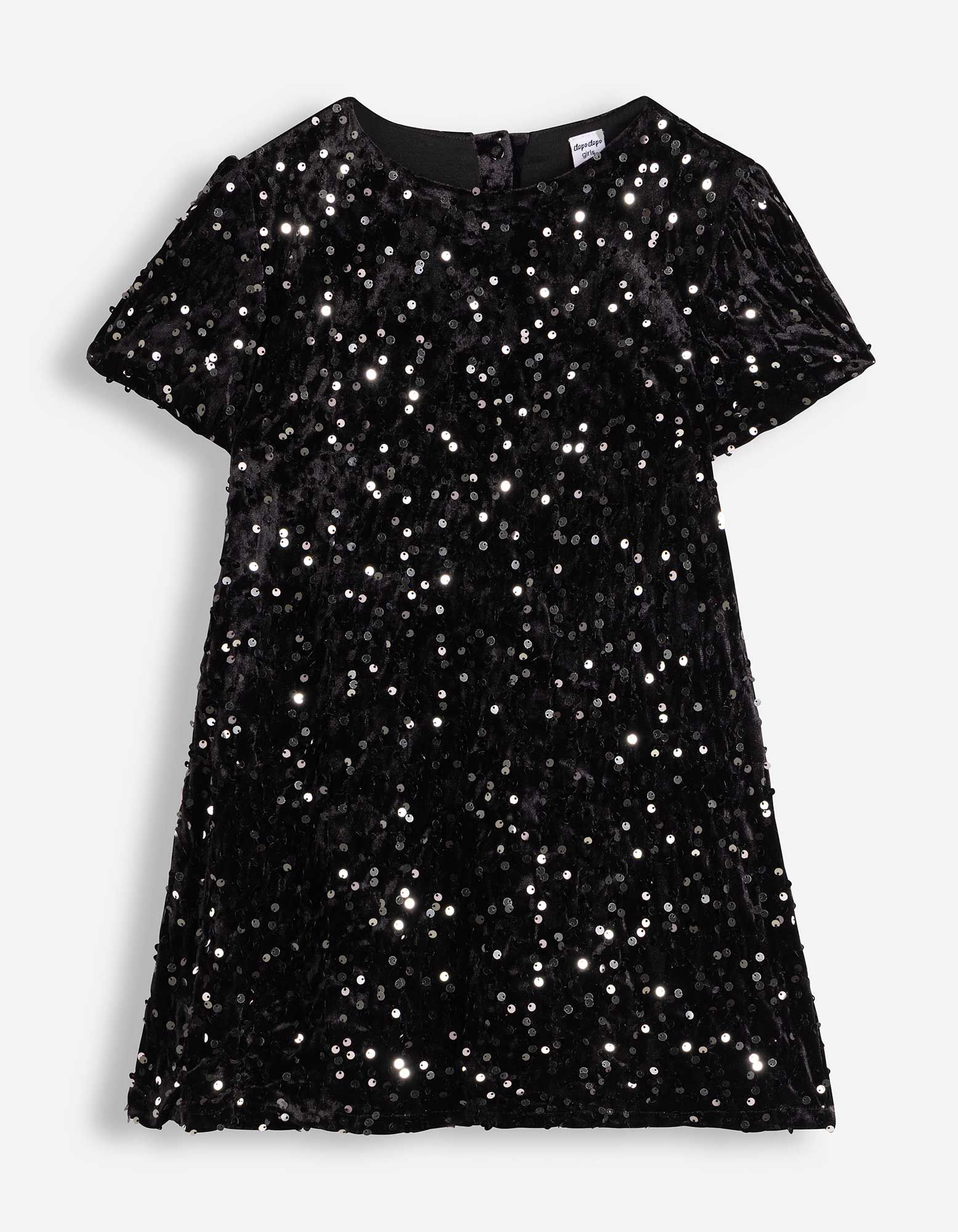 Kleid - Paillettenbesatz - Schwarz
