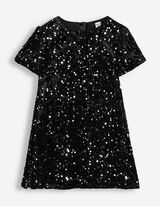 Kleid - Paillettenbesatz - Schwarz