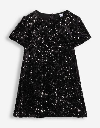 Kleid - Paillettenbesatz - Schwarz