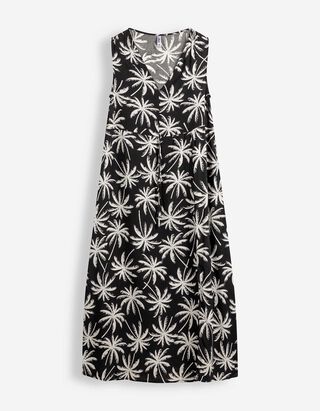 Maxikleid - Allover-Print - schwarz