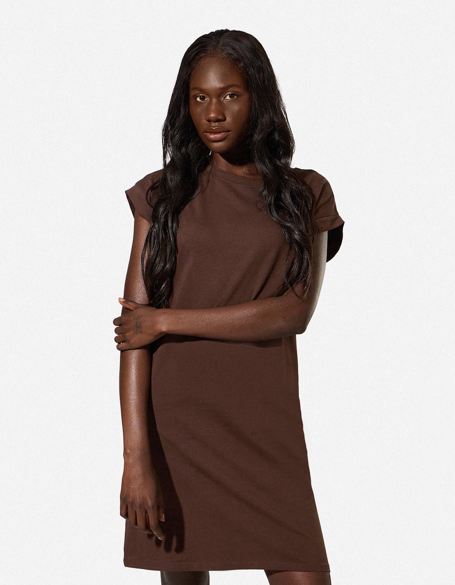 Kleid - gerade geschnitten - Dunkelbraun