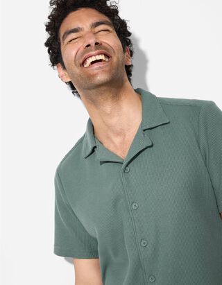 Hemd mit Waffelstruktur - einfarbig - gr&uuml;n