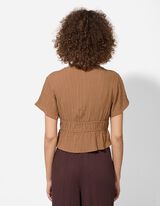 Blusa - Scollo a V - marrone chiaro