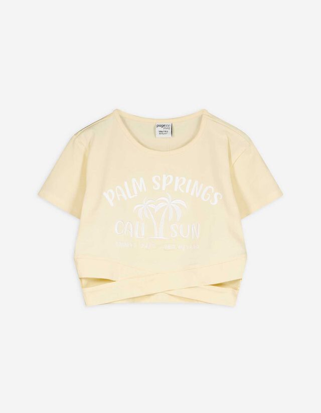 Cropped shirt - Cut-outs - lichtgeel