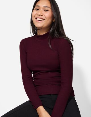 koszulka z długim rękawem - wiskoza - ciemny czerwony