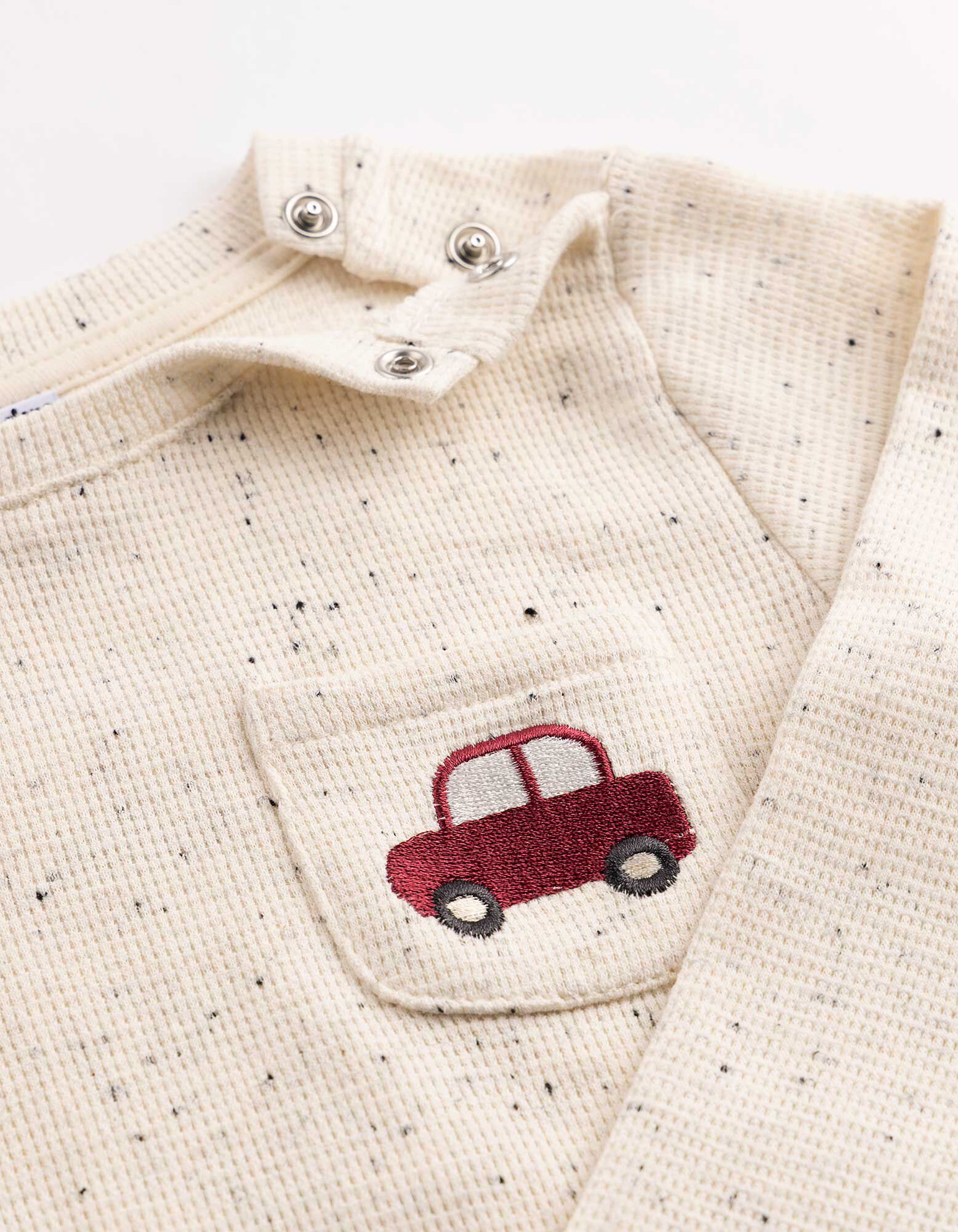 Langarmshirt - Waffelstruktur - Off-White