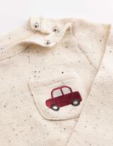 Langarmshirt - Waffelstruktur - Off-White