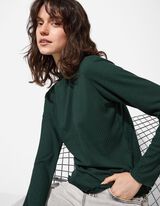 Pikkade varrukatega särk - soonikuline struktuur - roheline