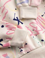 Felpa con cappuccio - Stampa allover - bianco