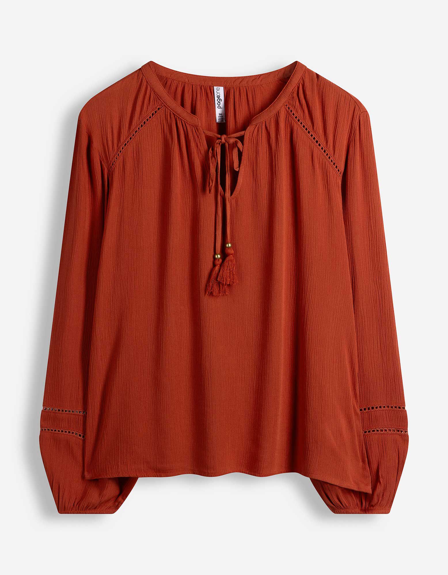 Bluse - einfarbig - Rost