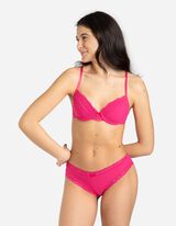 Marškinėliai-liemenėlė - Nėrinių apvadas - ryskiai rozinis