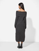 Abito a maglia - Scollo alla carmen - grigio
