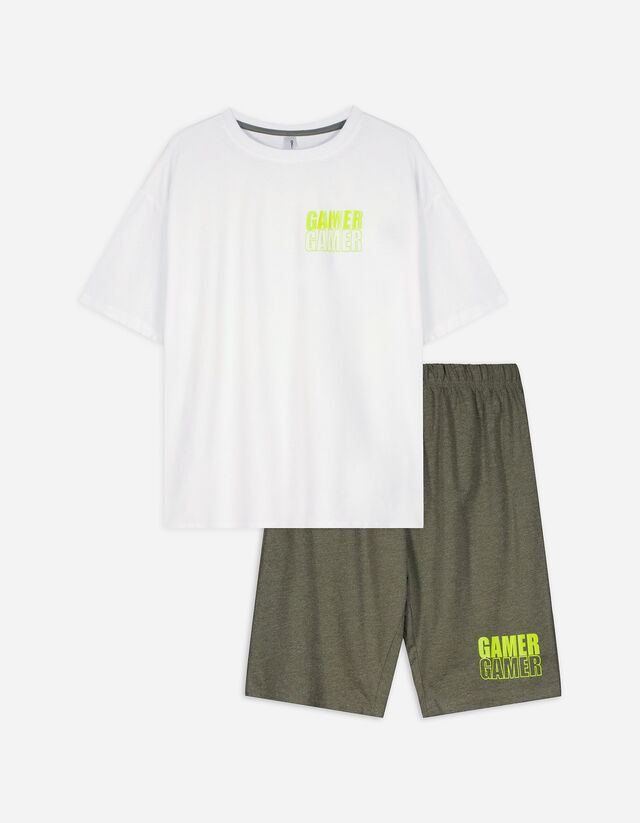 Pigiama completo (maglia + pantaloni) - Stampa sul retro - verde