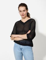 Strickpullover - Fledermaus&auml;rmel - schwarz