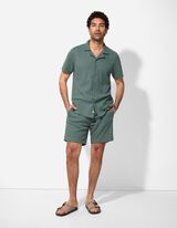 Shirt met wafelstructuur - Effen - groen