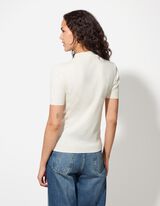 Gebreid overhemd - Viscosemix - wit