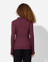 Maieu cu mâneci lungi - Structură cu nervuri - Mov inchis