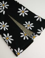 Hlače na zvon - Cvetlični vzorec - crna