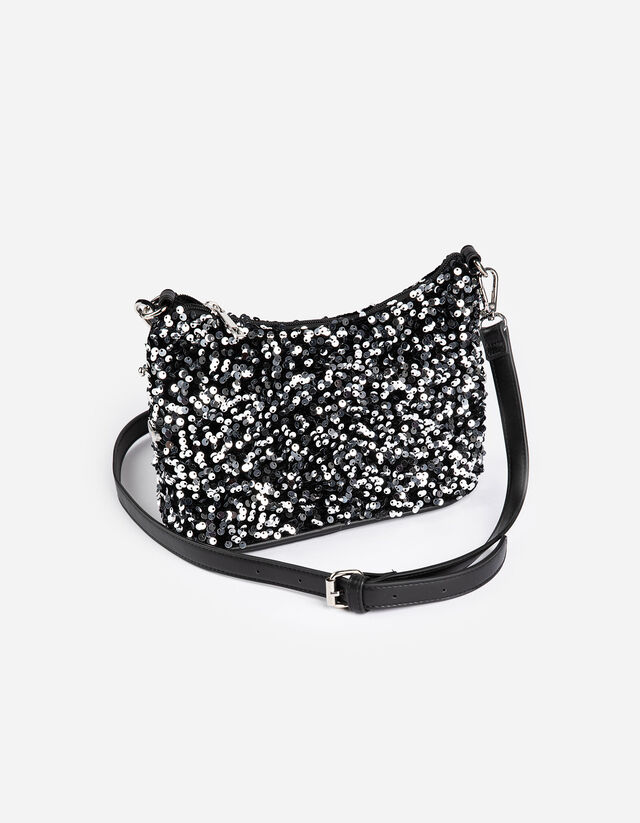 Handtasche - Paillettenbesatz - schwarz