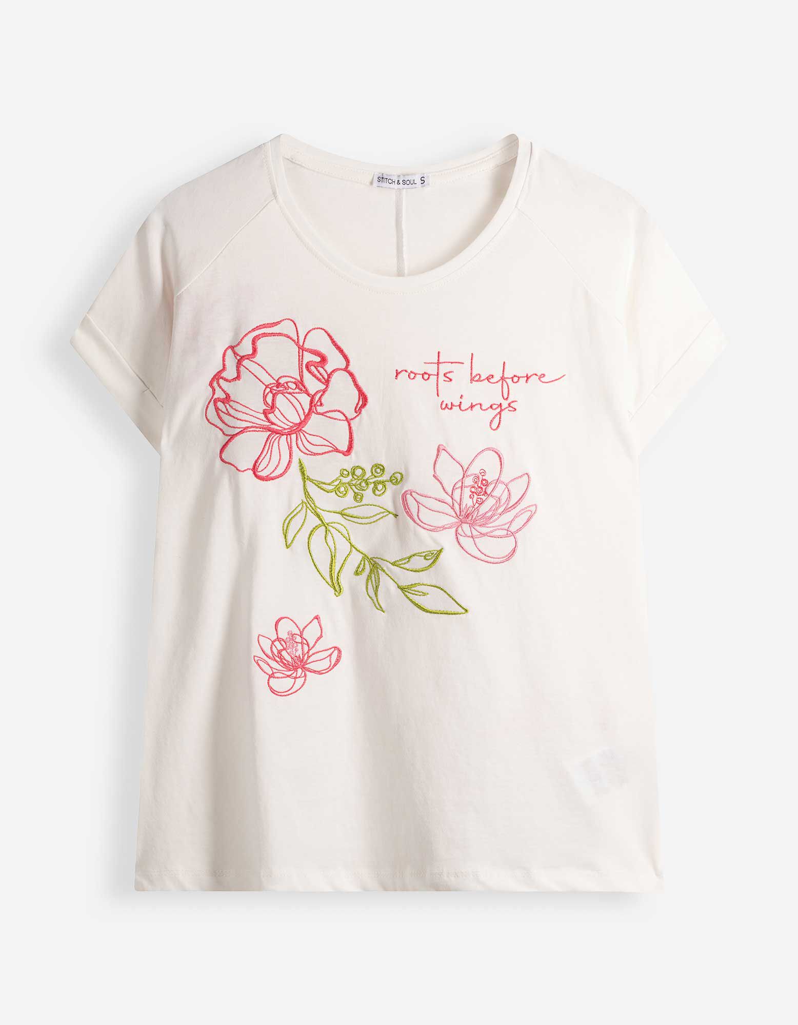 T-Shirt - Stickerei - Wei&szlig;