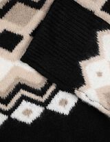 Žebrovaný pletený svetr - Károvaný vzor - cerná