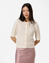 Cardigan - Knopfleiste - wei&szlig;