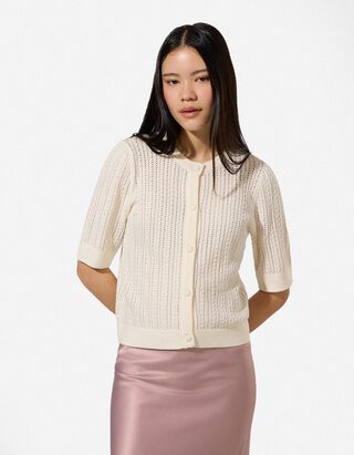 Cardigan - Knopfleiste - wei&szlig;