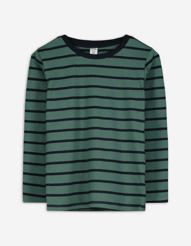 Langarmshirt - Streifen - grün